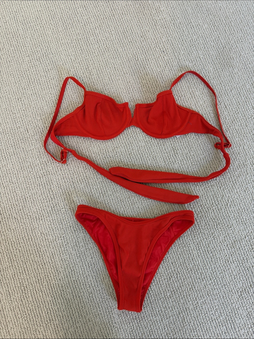 l*space Coral Red Bikini Top and Straps